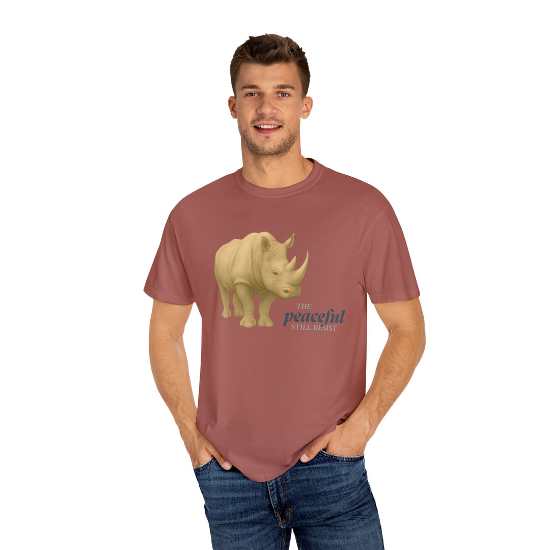 The Peaceful Still Resist – Rhino Edition | Patient & Peaceful | Sketch Series by Pure Perspective | Eco Friendly Graphic Tee