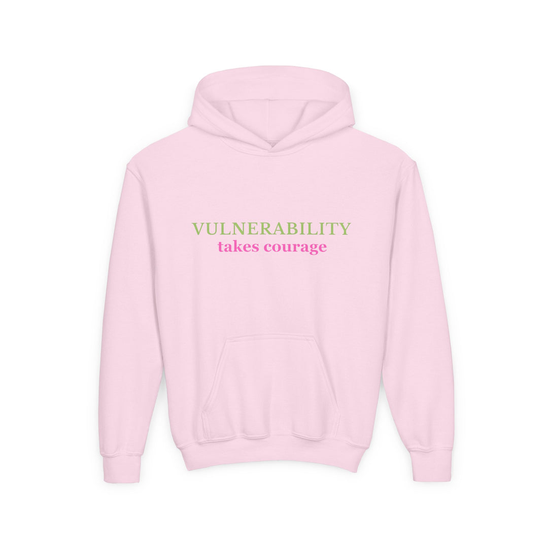 Kids Glass Frog "Vulnerability Takes Courage" Heavy Blend Hoodie | Back Print Design | Hopeful & Healing | Inspirational Message