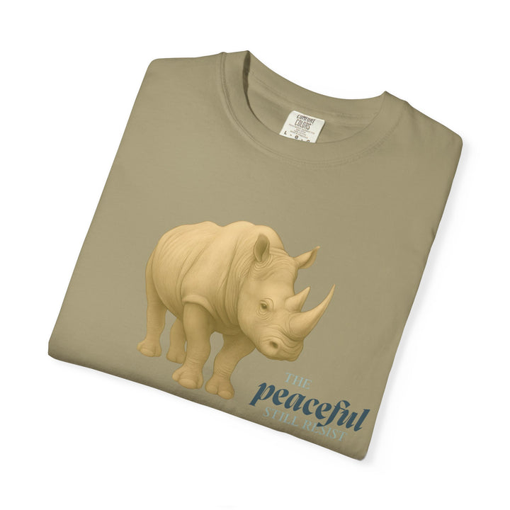 The Peaceful Still Resist – Rhino Edition | Patient & Peaceful | Sketch Series by Pure Perspective | Eco Friendly Graphic Tee