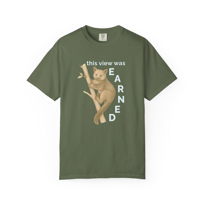 This View Was Earned – Tree Kangaroo | Joyful & Playful | Sketch Series by Pure Perspective | Eco Friendly Graphic Tee