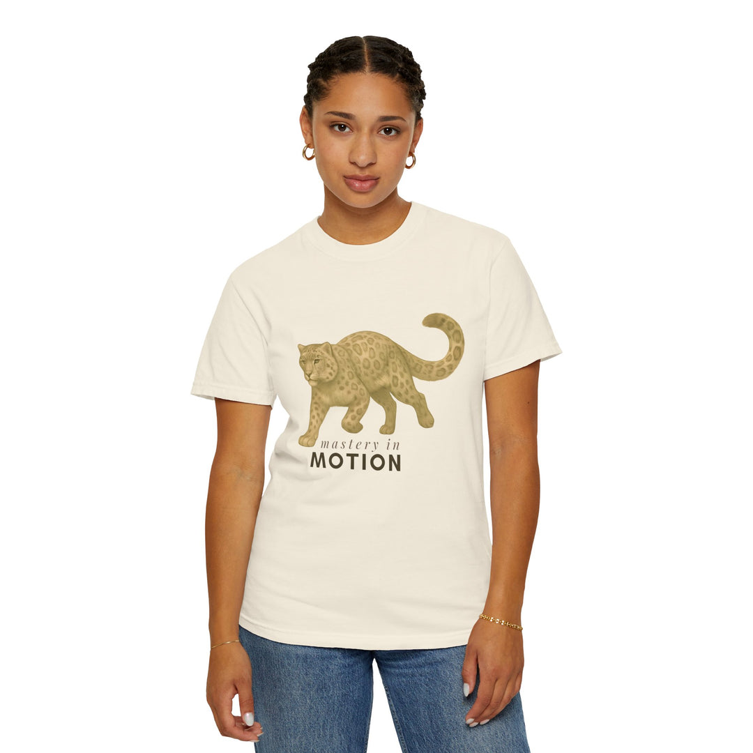 Master In Motion – Snow Leopard | Patience & Peaceful | Sketch Series by Pure Perspective App | Eco Friendly Graphic Tee