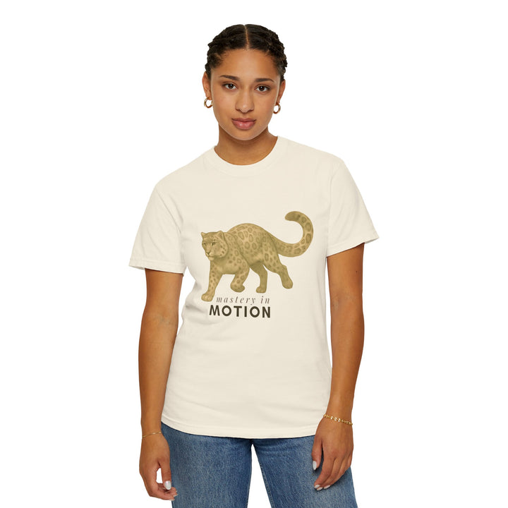 Master In Motion – Snow Leopard | Patience & Peaceful | Sketch Series by Pure Perspective App | Eco Friendly Graphic Tee