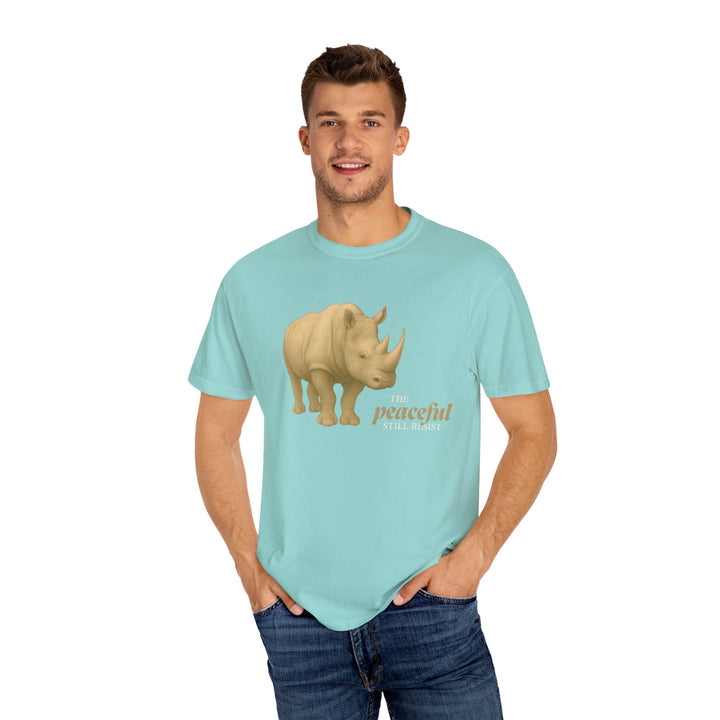 The Peaceful Still Resist – Rhino Edition | Patient & Peaceful | Sketch Series by Pure Perspective | Eco Friendly Graphic Tee