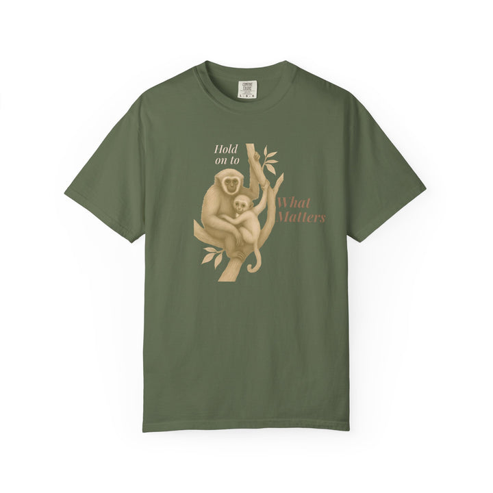 Hold on to What Matters – Gibbon | Connected & Compassionate | Sketch Series by Pure Perspective App | Eco Friendly Graphic Tee