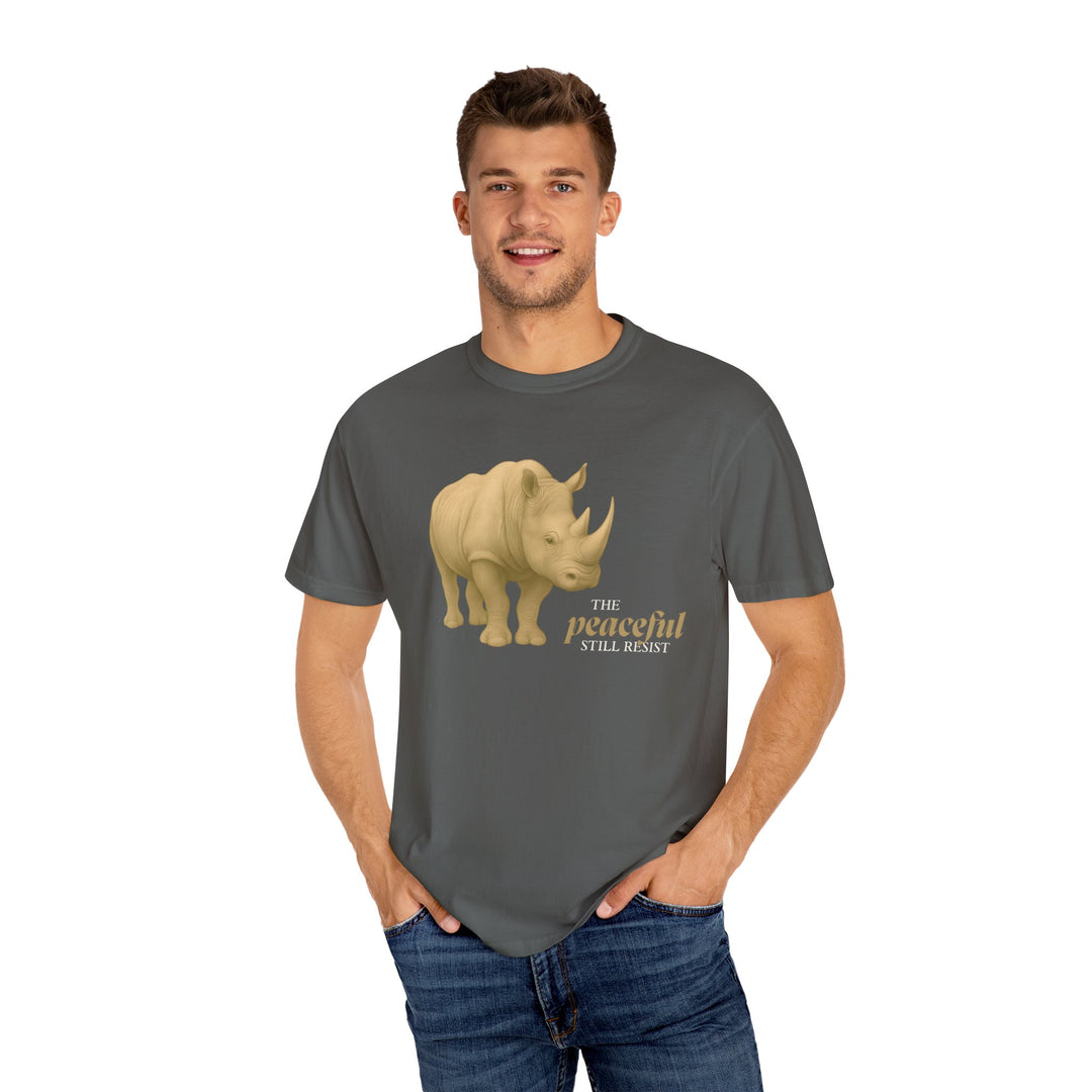 The Peaceful Still Resist – Rhino Edition | Patient & Peaceful | Sketch Series by Pure Perspective | Eco Friendly Graphic Tee