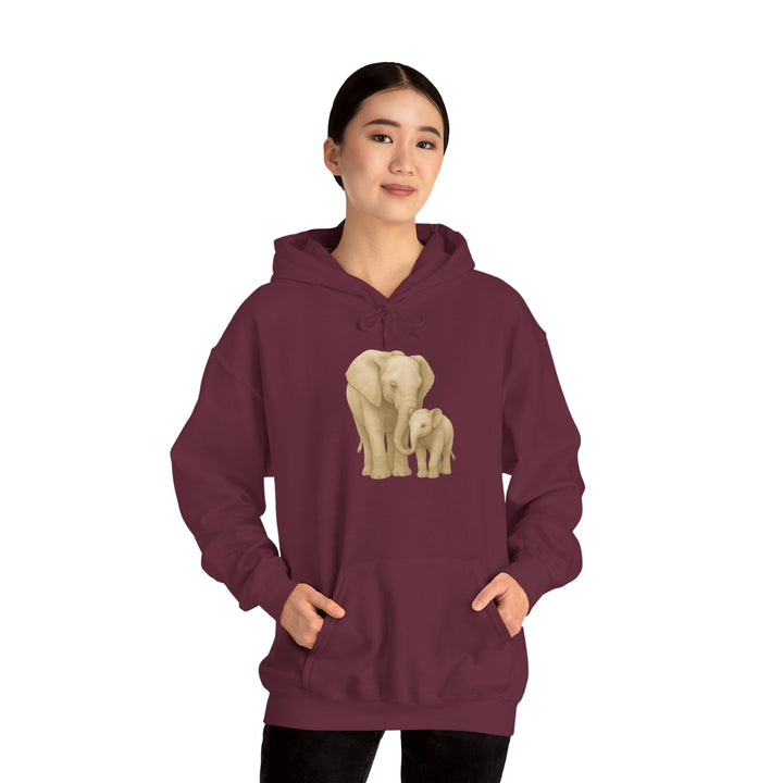 Love – Elephant Mother and Calf Edition | Connected & Compassionate Series | Unisex Heavy Blend™ Hooded Sweatshirt | Eco-Friendly Apparel