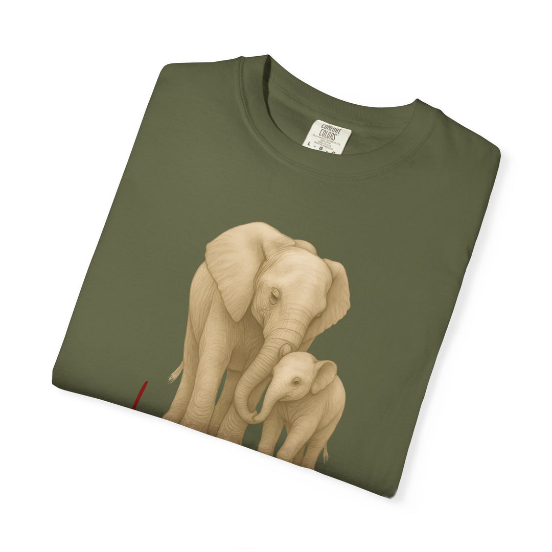 The Legacy of Love – Elephant Mom and Baby | Connected & Compassionate | Sketch Series by Pure Perspective App | Eco Friendly Graphic Tee