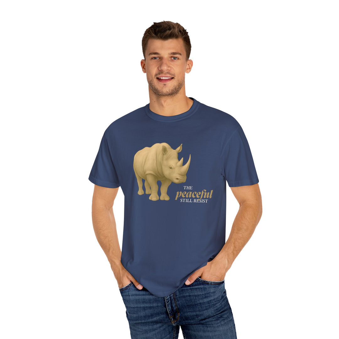 The Peaceful Still Resist – Rhino Edition | Patient & Peaceful | Sketch Series by Pure Perspective | Eco Friendly Graphic Tee