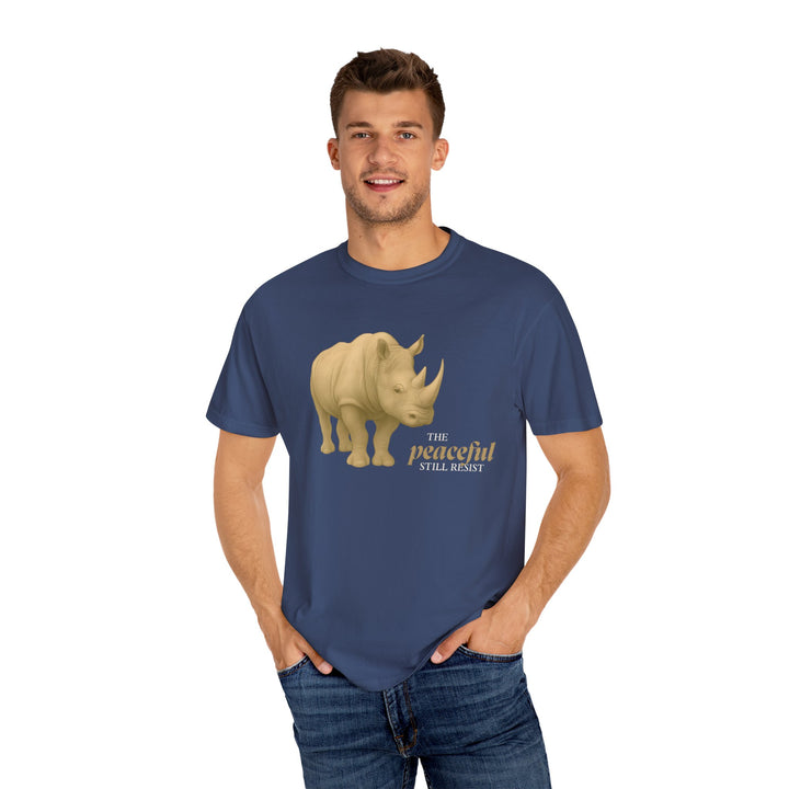 The Peaceful Still Resist – Rhino Edition | Patient & Peaceful | Sketch Series by Pure Perspective | Eco Friendly Graphic Tee