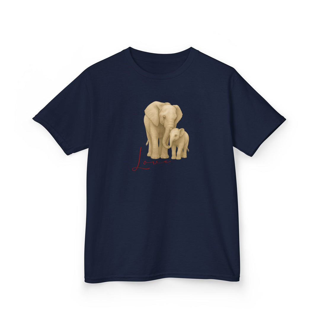 Kids Elephant with Calf Tee | "Love" | Sketch Design | Eco-Conscious | Connected & Compassionate