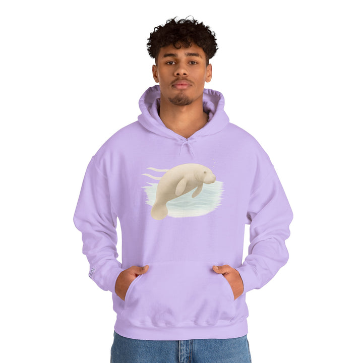Flow without Force – Manatee | Calm & Centered Series | Unisex Heavy Blend™ Hooded Sweatshirt | Eco-Friendly Apparel