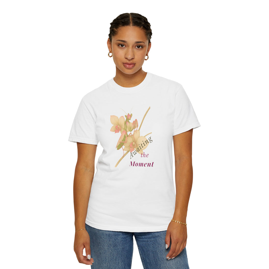 Awaiting the Moment – Orchid Mantis | Reflective & Wise | Sketch Series by Pure Perspective App | Eco Friendly Graphic Tee