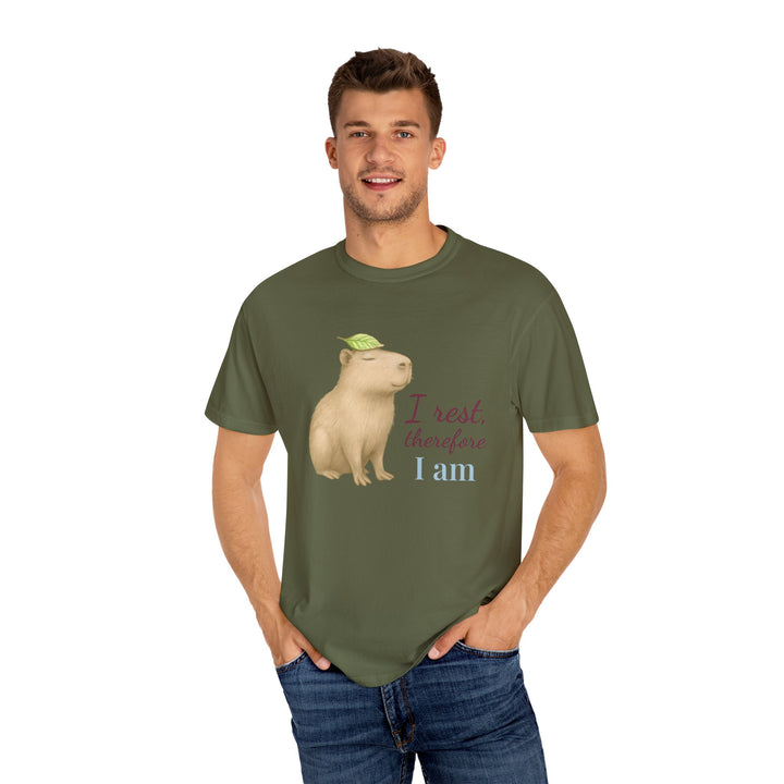 I Rest, Therefore I Am – Capybara | Grounded & Gentle | Sketch Series by Pure Perspective | Eco Friendly Graphic Tee