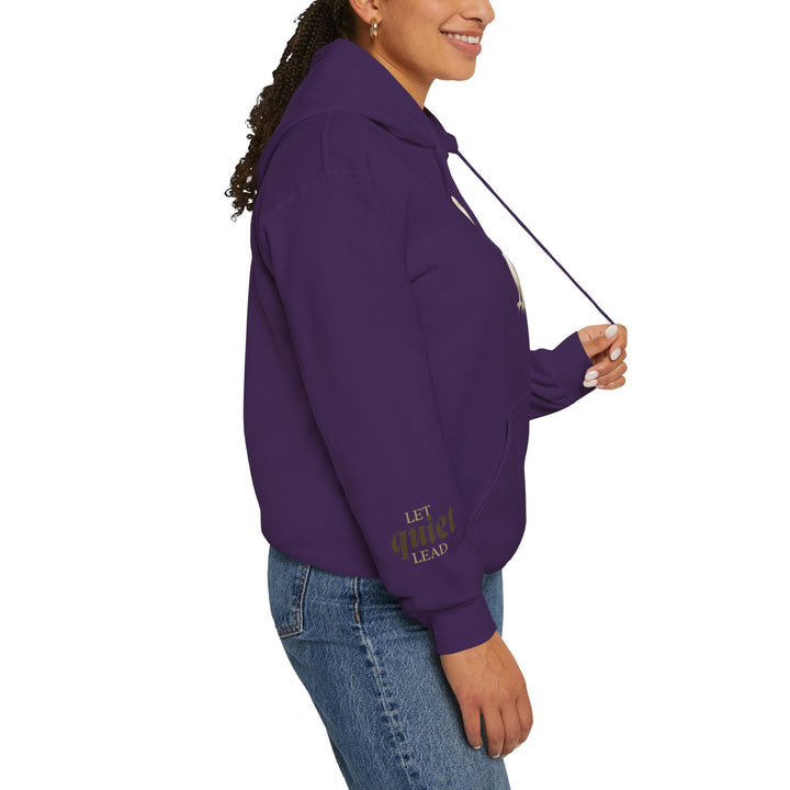 Let Quiet Lead – Barn Owl Edition | Calm & Centered Series | Unisex Heavy Blend™ Hooded Sweatshirt | Eco-Friendly Apparel