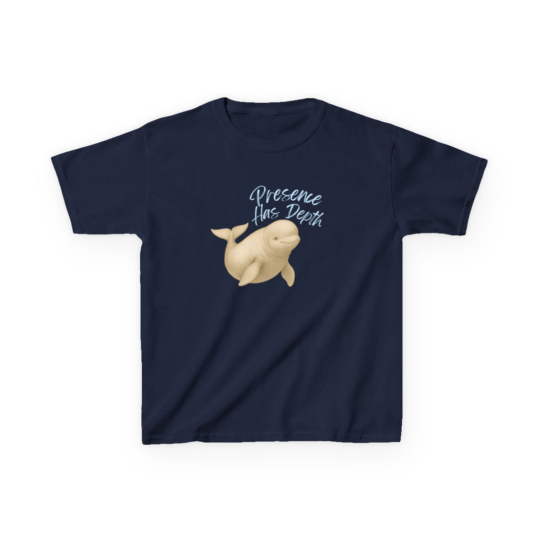 Kids Beluga Whale Tee | "Be Present" | Sketch Design | Eco-Conscious | Grounded & Gentle