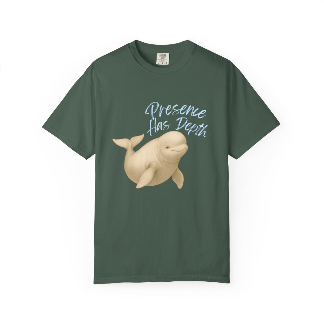 Presence Has Depth – Beluga Whale | Grounded & Gentle | Sketch Series by Pure Perspective | Eco Friendly Graphic Tee