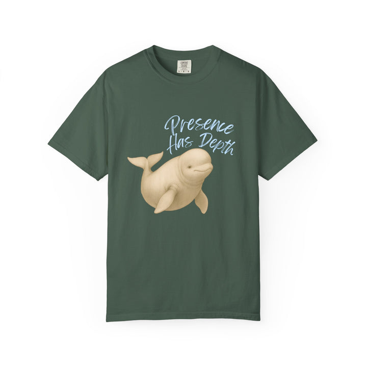 Presence Has Depth – Beluga Whale | Grounded & Gentle | Sketch Series by Pure Perspective | Eco Friendly Graphic Tee