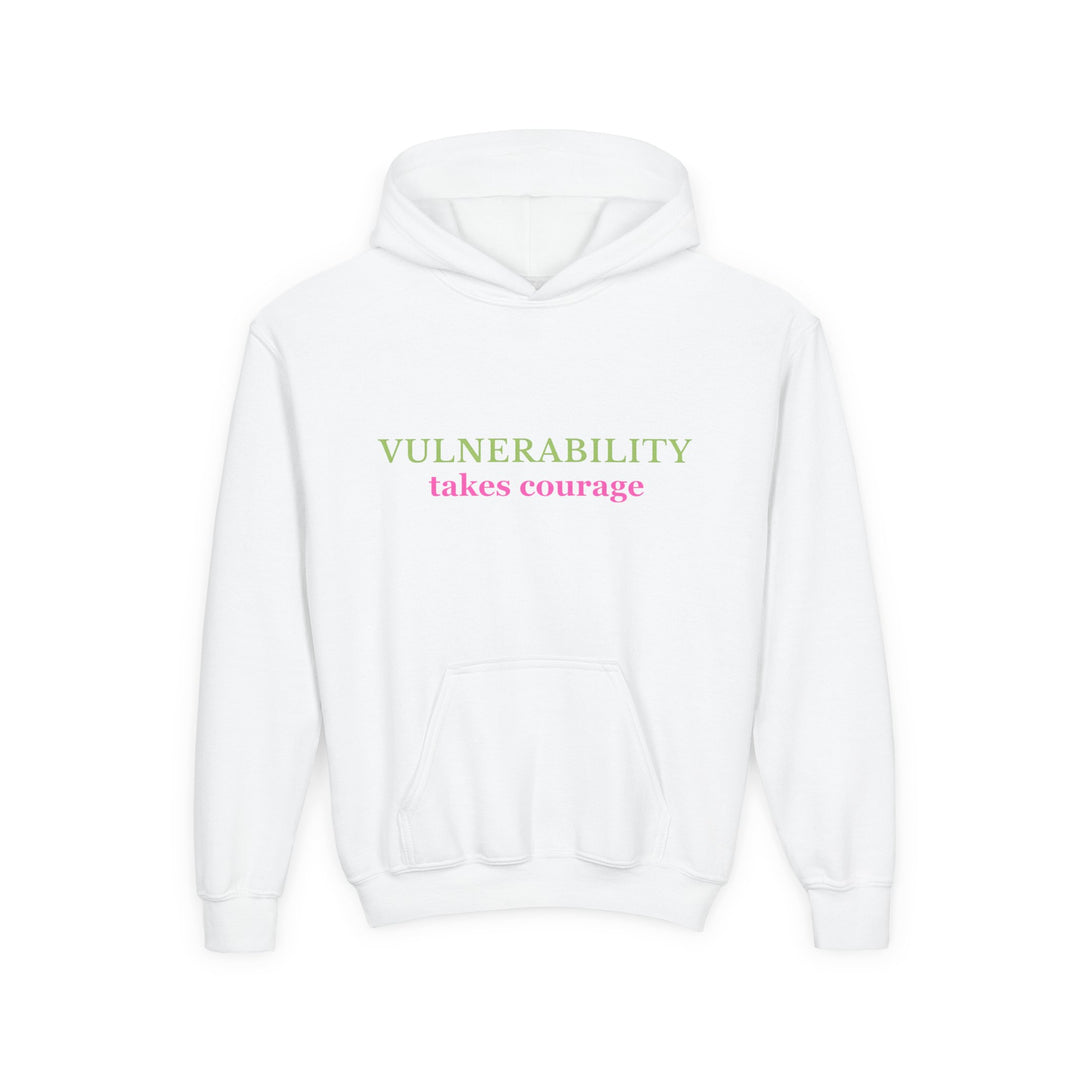Kids Glass Frog "Vulnerability Takes Courage" Heavy Blend Hoodie | Back Print Design | Hopeful & Healing | Inspirational Message