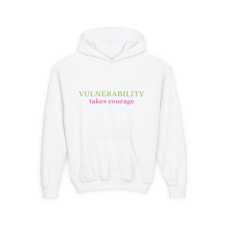 Kids Glass Frog "Vulnerability Takes Courage" Heavy Blend Hoodie | Back Print Design | Hopeful & Healing | Inspirational Message