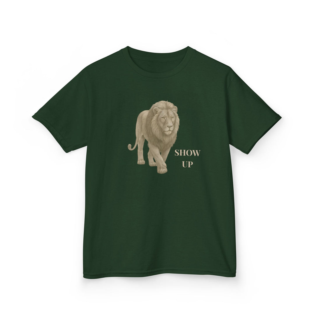 Kids Lion Tee | "Show Up" | Sketch Design | Eco-Conscious | Empowered & Bold