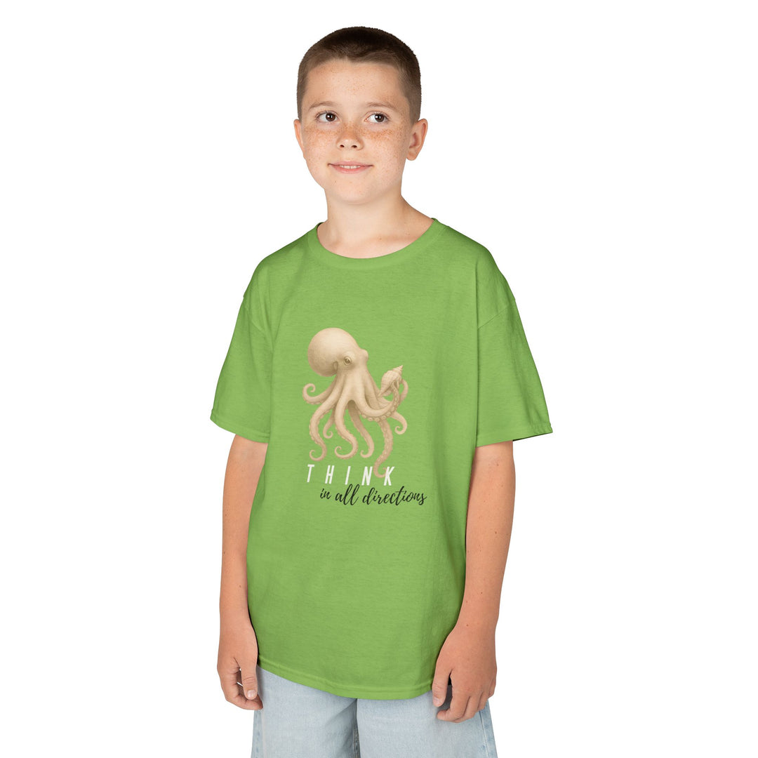 Kids Octopus Tee | "Think in All Directions" | Sketch Design | Eco-Conscious | Reflective & Wise