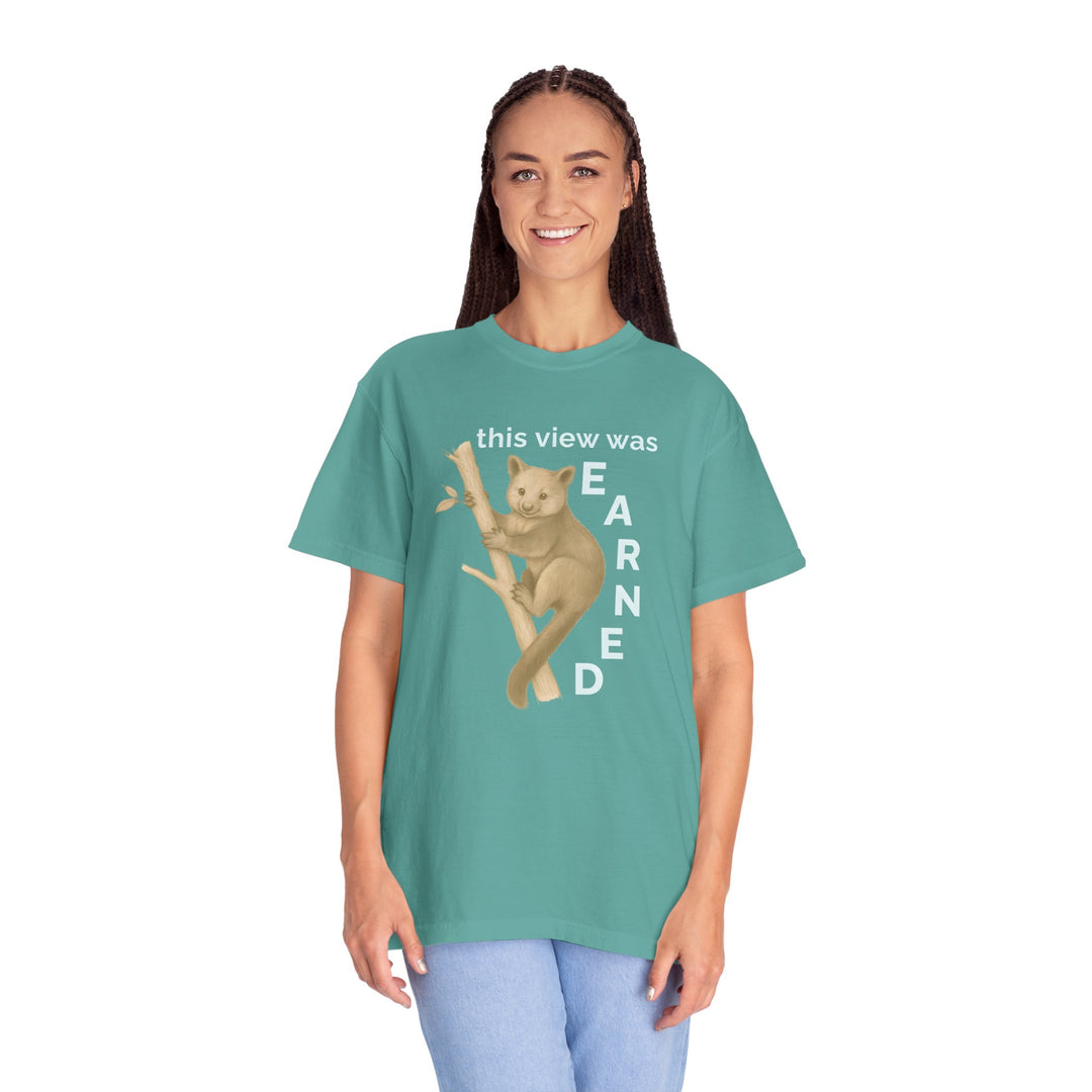 This View Was Earned – Tree Kangaroo | Joyful & Playful | Sketch Series by Pure Perspective | Eco Friendly Graphic Tee