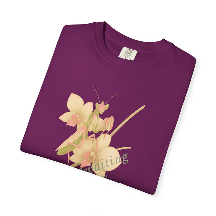Awaiting the Moment – Orchid Mantis | Reflective & Wise | Sketch Series by Pure Perspective App | Eco Friendly Graphic Tee