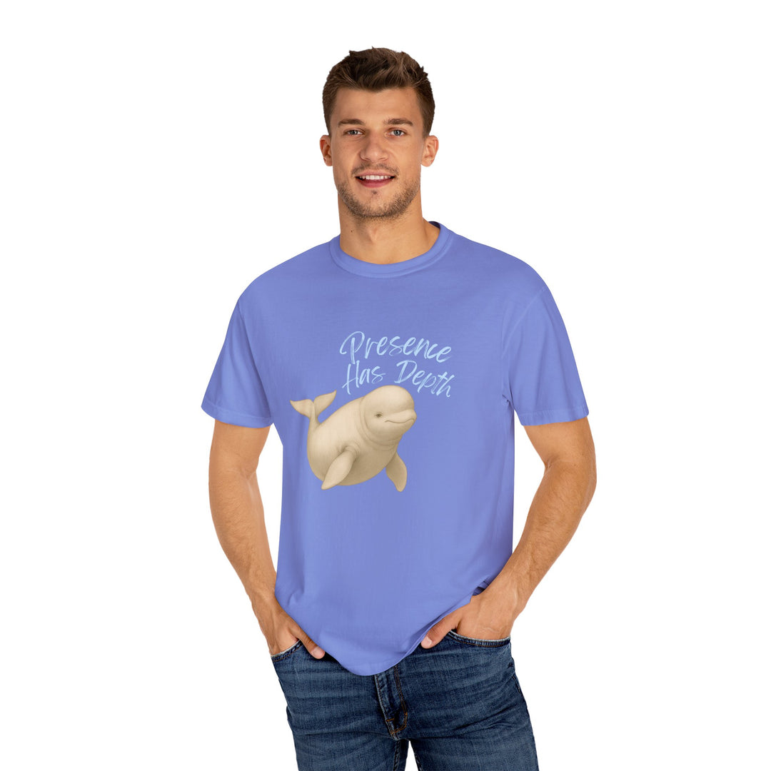 Presence Has Depth – Beluga Whale | Grounded & Gentle | Sketch Series by Pure Perspective | Eco Friendly Graphic Tee