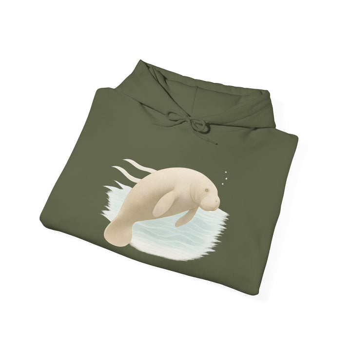 Flow without Force – Manatee | Calm & Centered Series | Unisex Heavy Blend™ Hooded Sweatshirt | Eco-Friendly Apparel