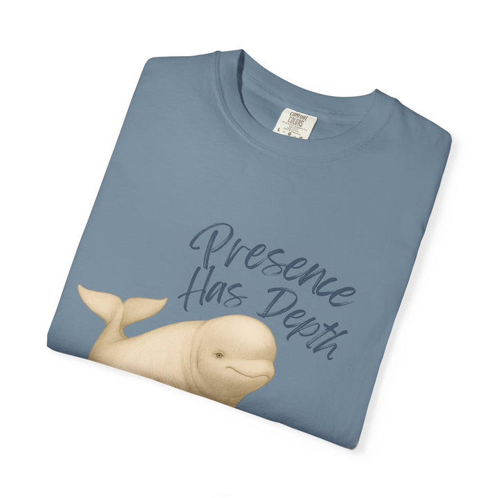 Presence Has Depth – Beluga Whale | Grounded & Gentle | Sketch Series by Pure Perspective | Eco Friendly Graphic Tee
