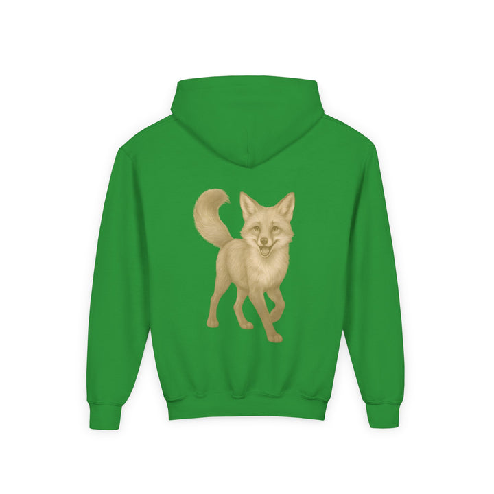 Kids Red Fox "Effortless Advantage" Heavy Blend Hoodie | Back Print Design | Joyful & Playful | Inspirational Message