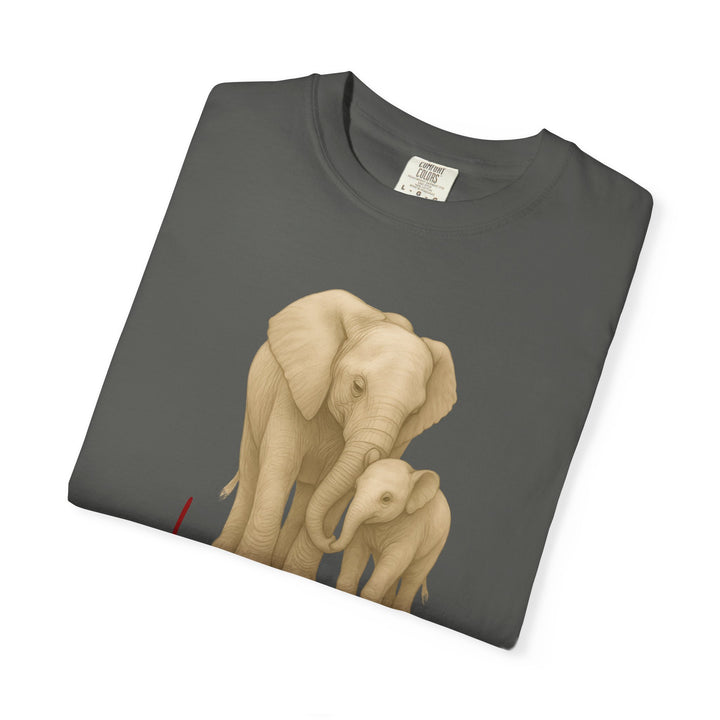 The Legacy of Love – Elephant Mom and Baby | Connected & Compassionate | Sketch Series by Pure Perspective App | Eco Friendly Graphic Tee