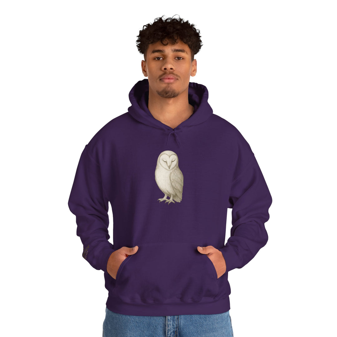 Let Quiet Lead – Barn Owl Edition | Calm & Centered Series | Unisex Heavy Blend™ Hooded Sweatshirt | Eco-Friendly Apparel