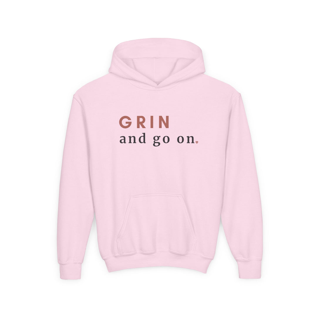 Kids Red Panda "Grin and Go On" Heavy Blend Hoodie | Back Print Design | Joyful & Playful | Inspirational Message