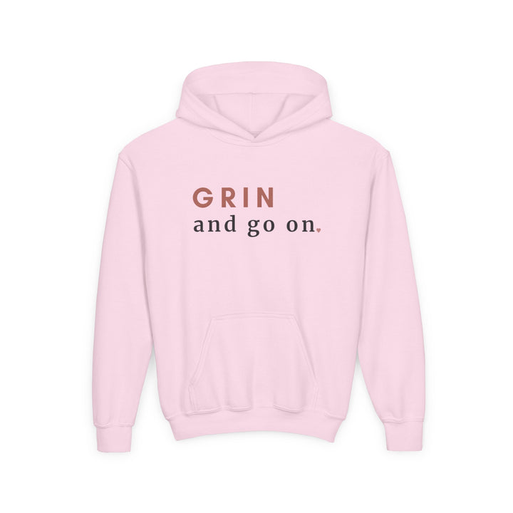 Kids Red Panda "Grin and Go On" Heavy Blend Hoodie | Back Print Design | Joyful & Playful | Inspirational Message