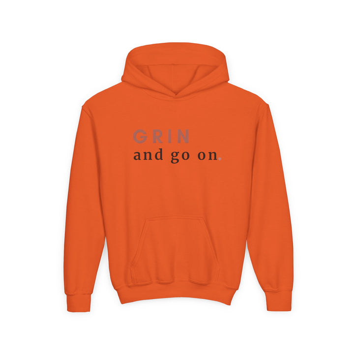 Kids Red Panda "Grin and Go On" Heavy Blend Hoodie | Back Print Design | Joyful & Playful | Inspirational Message