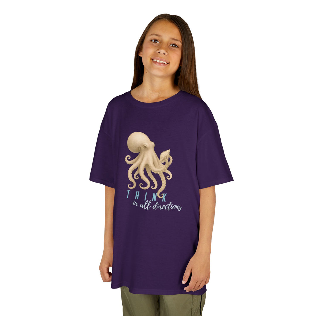 Kids Octopus Tee | "Think in All Directions" | Sketch Design | Eco-Conscious | Reflective & Wise