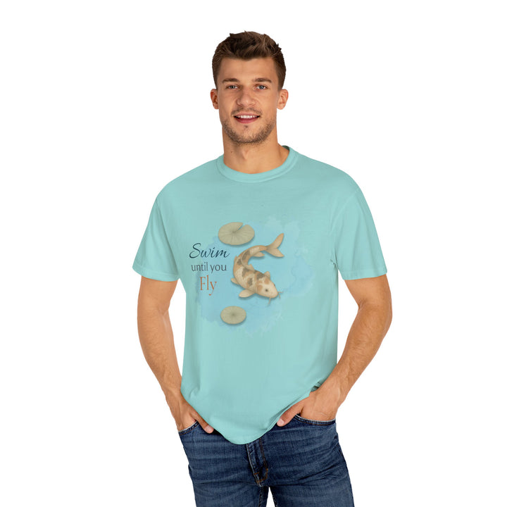 Swim Until You Fly – Koi Fish | Hopeful & Healing | Sketch Series by Pure Perspective App | Eco Friendly Graphic Tee