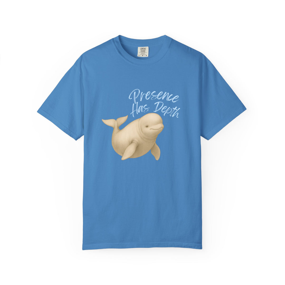 Presence Has Depth – Beluga Whale | Grounded & Gentle | Sketch Series by Pure Perspective | Eco Friendly Graphic Tee