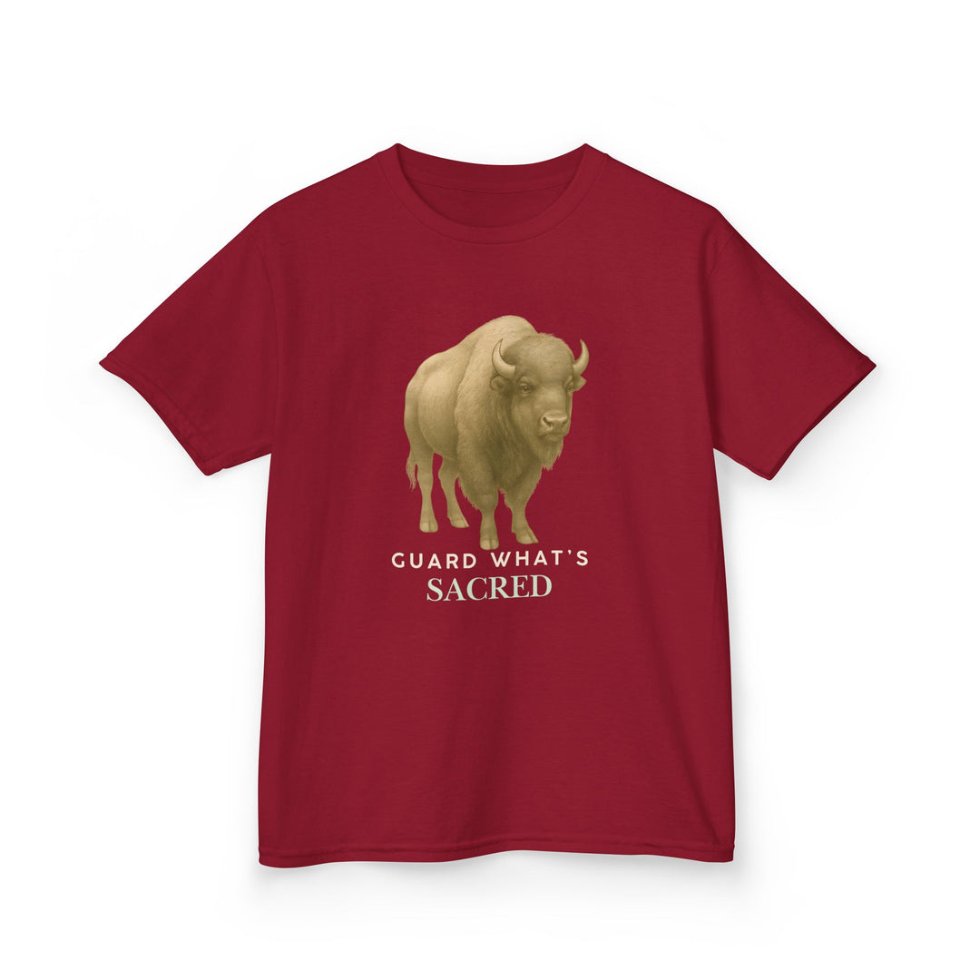 Kids Bison Tee | "Guard What's Sacred" | Sketch Design | Eco-Conscious | Connected & Compassionate
