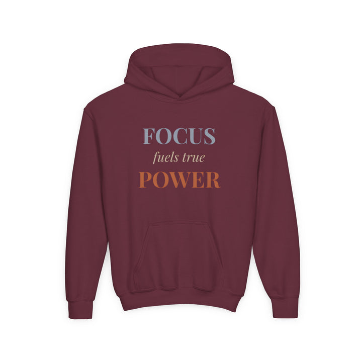 Kids Tiger "Power Through" Heavy Blend Hoodie | Front Text & Back Animal Print | Empowered & Bold | Inspirational Message
