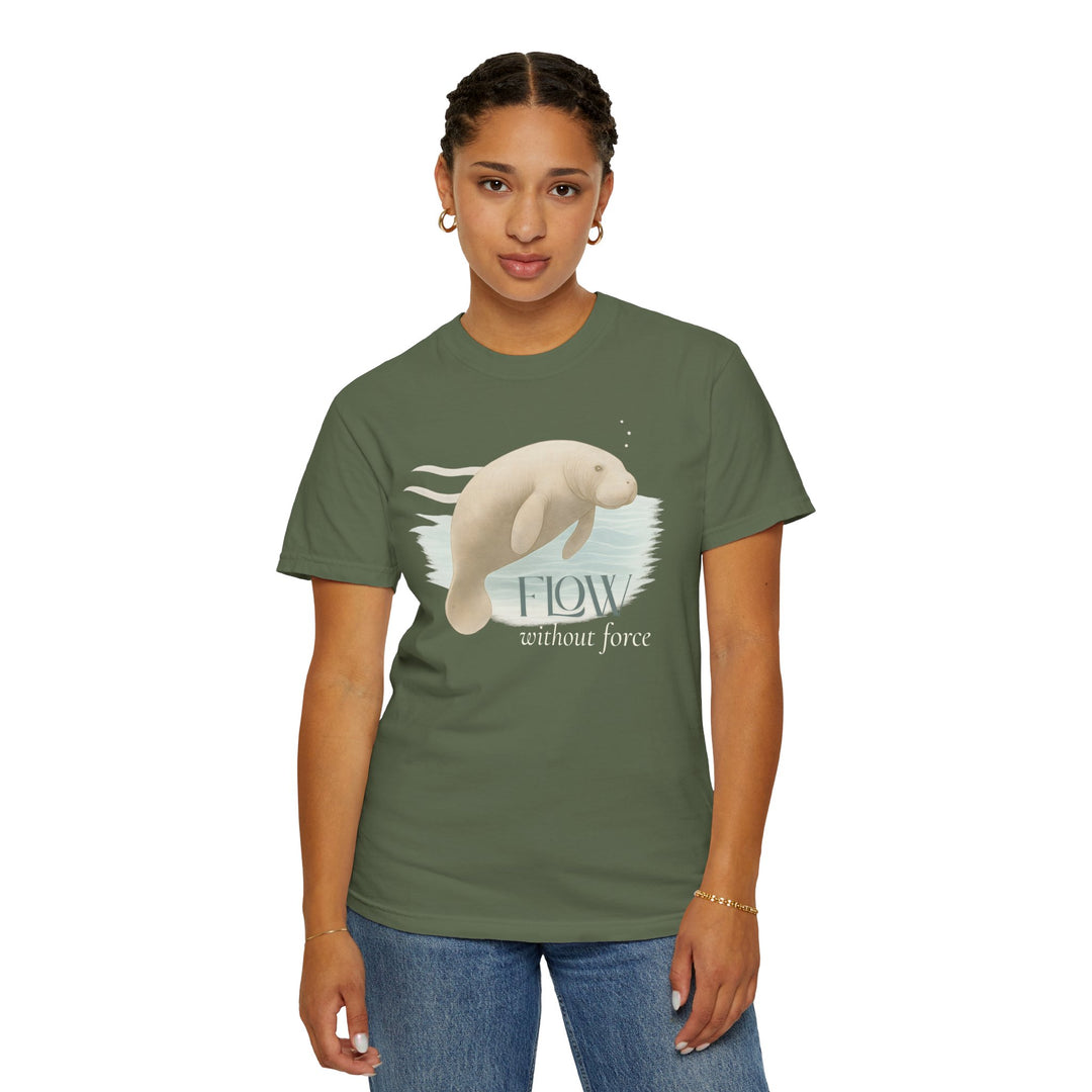 Flow Without Force – Manatee | Calm & Centered | Sketch Series by Pure Perspective | Eco Friendly Graphic Tee