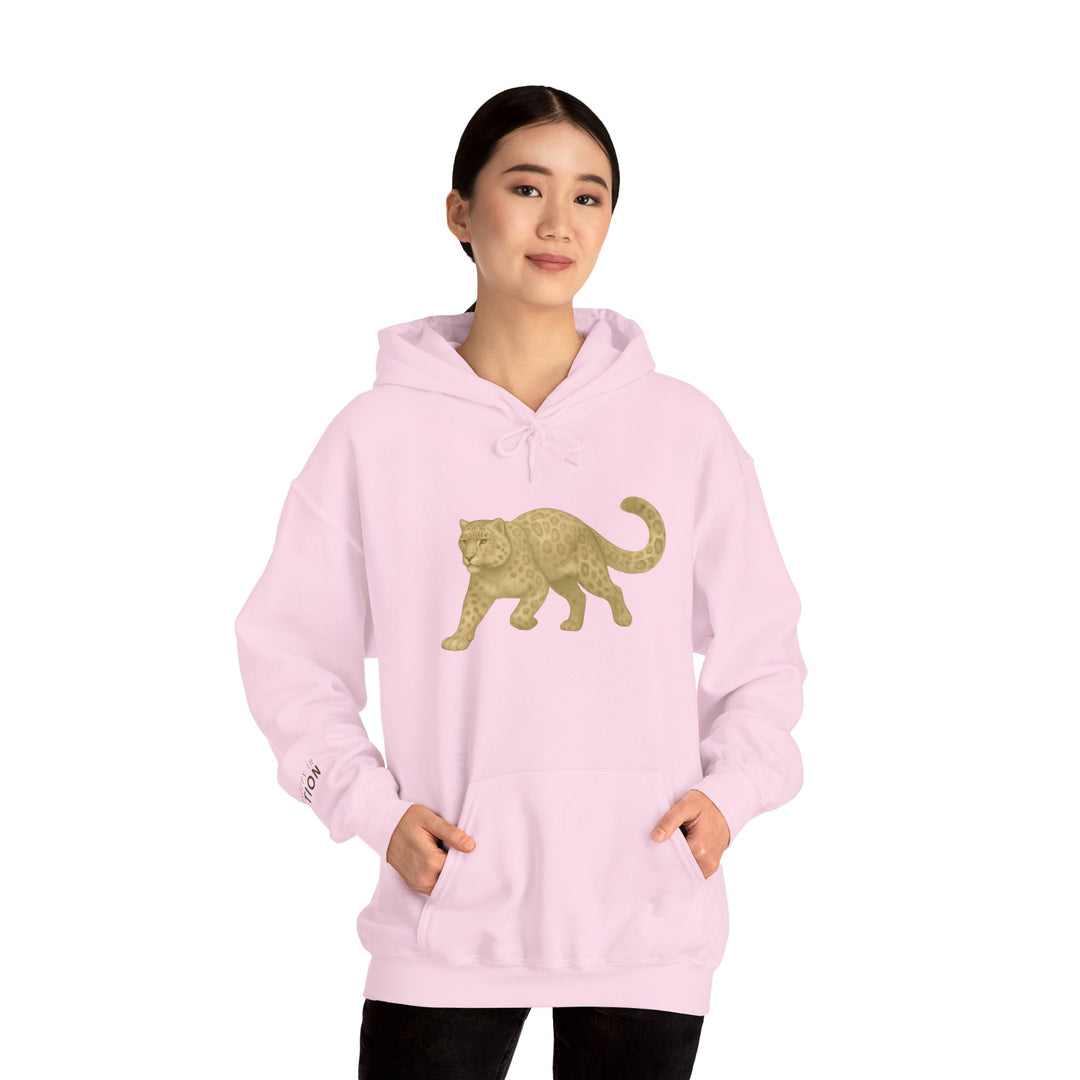 Mastery in Motion – Snow Leopard Edition | Patient & Peaceful Series | Unisex Heavy Blend™ Hooded Sweatshirt | Eco-Friendly Apparel