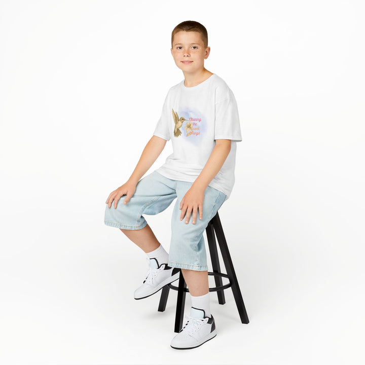 Kids Hummingbird Tee | Chasing the Sweet Things says "Look for Joy" | Sketch Design | Eco-Conscious | Hopeful & Healing