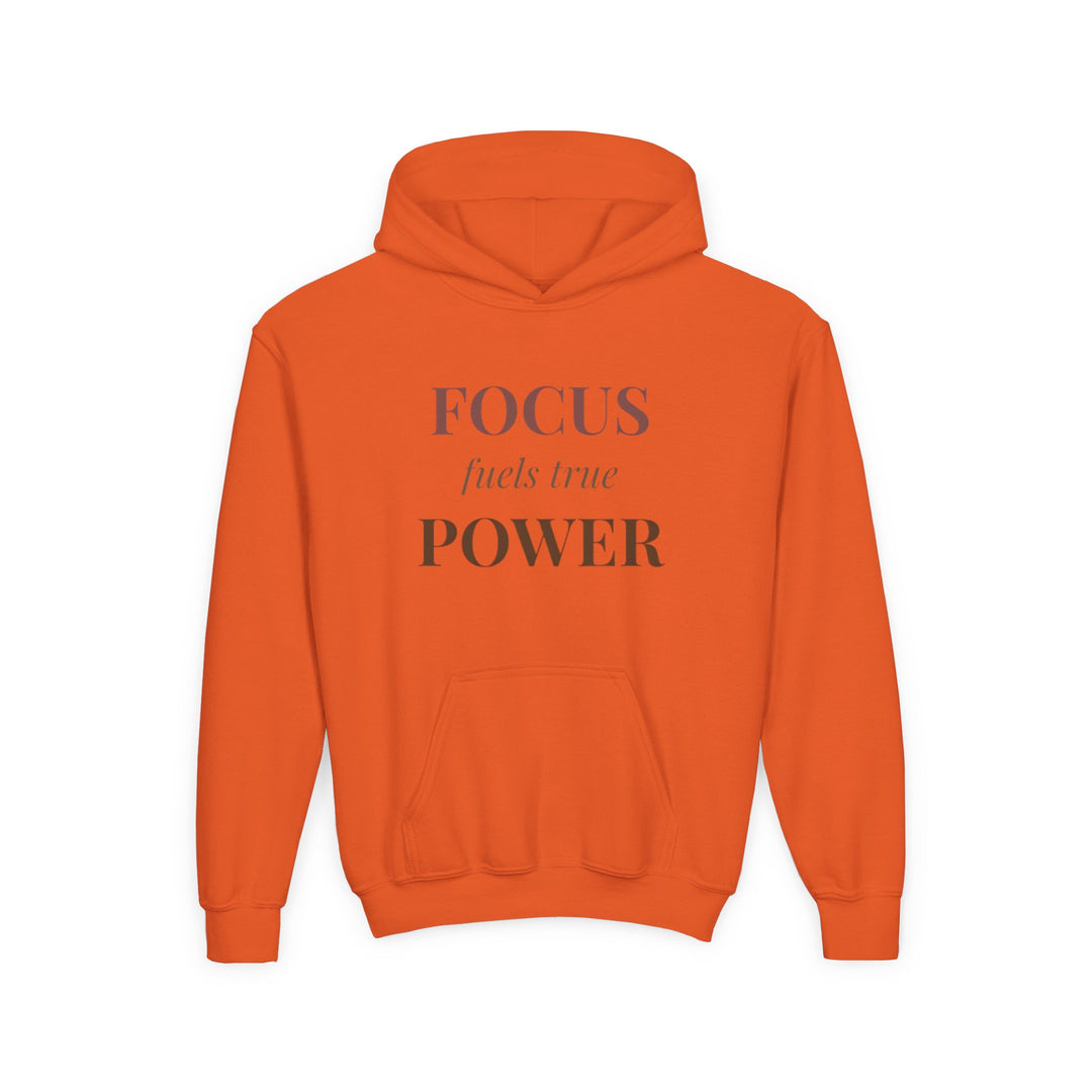 Kids Tiger "Power Through" Heavy Blend Hoodie | Front Text & Back Animal Print | Empowered & Bold | Inspirational Message