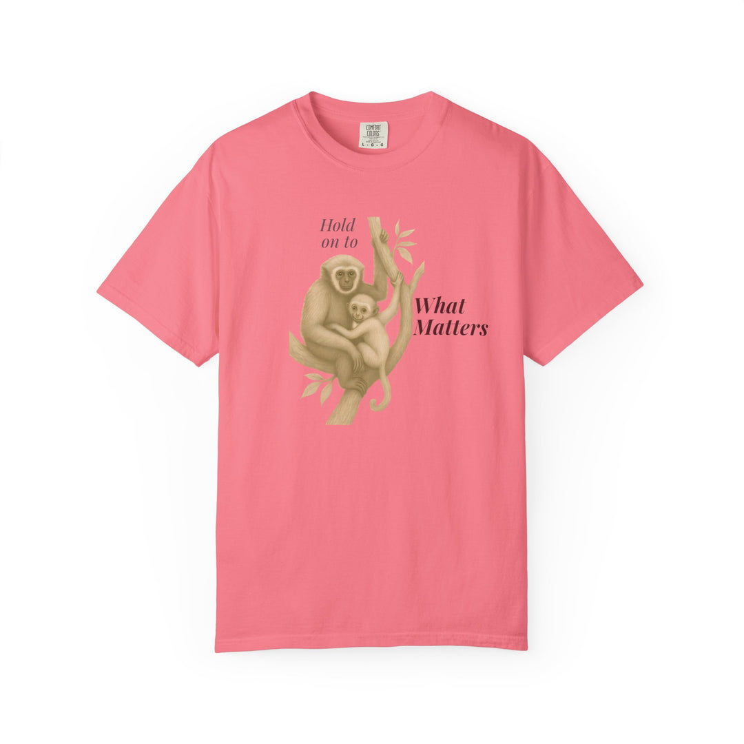 Hold on to What Matters – Gibbon | Connected & Compassionate | Sketch Series by Pure Perspective App | Eco Friendly Graphic Tee