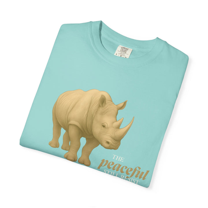 The Peaceful Still Resist – Rhino Edition | Patient & Peaceful | Sketch Series by Pure Perspective | Eco Friendly Graphic Tee
