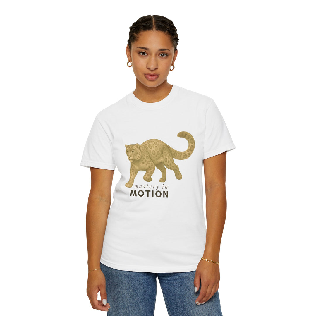 Master In Motion – Snow Leopard | Patience & Peaceful | Sketch Series by Pure Perspective App | Eco Friendly Graphic Tee