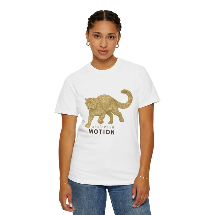 Master In Motion – Snow Leopard | Patience & Peaceful | Sketch Series by Pure Perspective App | Eco Friendly Graphic Tee