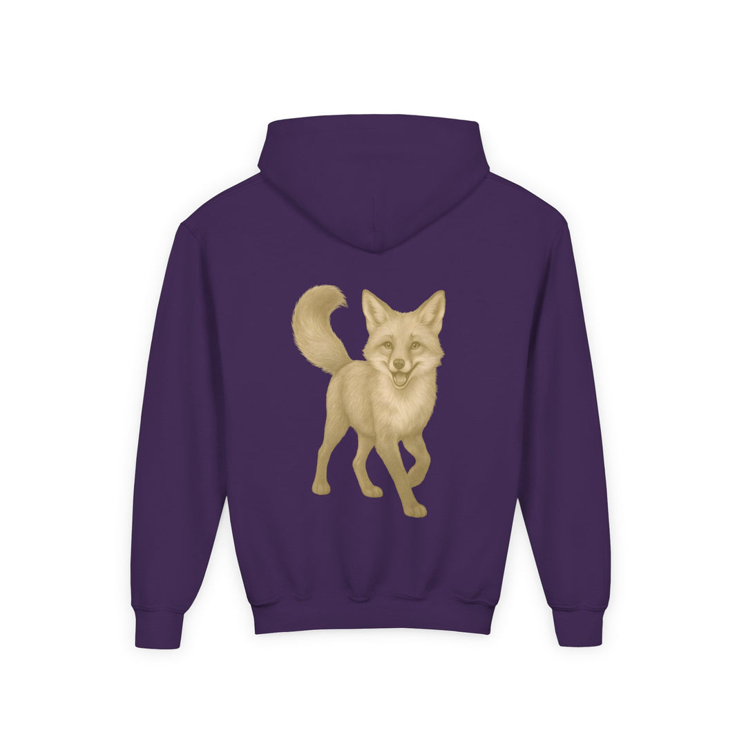 Kids Red Fox "Effortless Advantage" Heavy Blend Hoodie | Back Print Design | Joyful & Playful | Inspirational Message